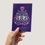 Scandi Style Pattern Purple Happy Birthday Card, thumbnail 3 of 4