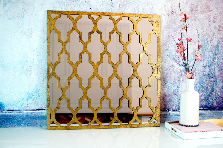 gold brass moroccan ethnic quatrefoil mirror by made with love designs