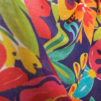 Grandiflora Navy Wool Scarf, 7 of 7