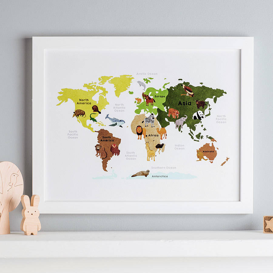 Animal Map Of The World Illustration Print, 1 of 3