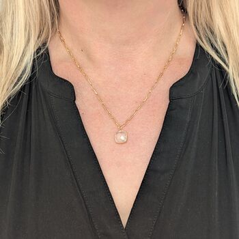 White Topaz Square Cushion Necklace, 6 of 10