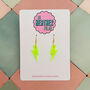 Neon Green Glitter Lightning Bolt Earrings Small And Large, thumbnail 8 of 10