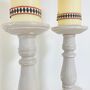 Pair Of Large Vintage Painted Pillar Candlesticks ~ 24, thumbnail 4 of 8