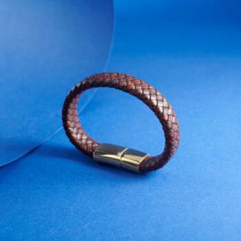 Personalised Brown Leather Bracelet Mens Gift Ideas, 7 of 12