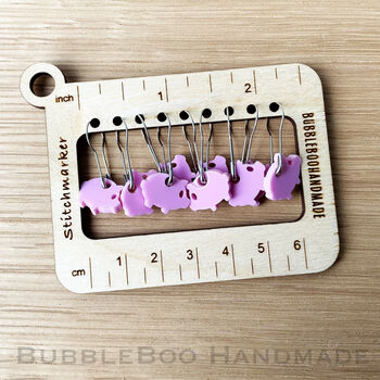 Pig Shaped Knitting Needle Gauge And Stitch Marker Set, 4 of 7