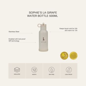 Sophie La Girafe Insulated Childrens Water Bottle 500ml, 8 of 8