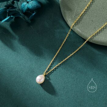 Natural Droplet Pearl Necklace In Sterling Silver, 6 of 12