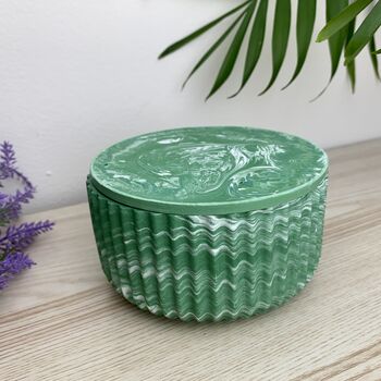 Emerald Green Wide Ridged Storage Pot With Lid, 3 of 7