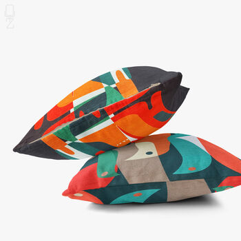 Abstract Cat And Bird Cushion Set, 9 of 12