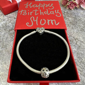 April Birthstone Charm Silver Bracelet Gift For Her, 7 of 7