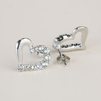 Sparkly Crystal Heart Stud Earrings, 2 of 3
