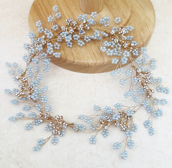 Blue Gypsophila Bridal Hair Vine, 3 of 7