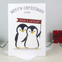 Xmas Penguin Pair Personalised Christmas Card, thumbnail 1 of 3