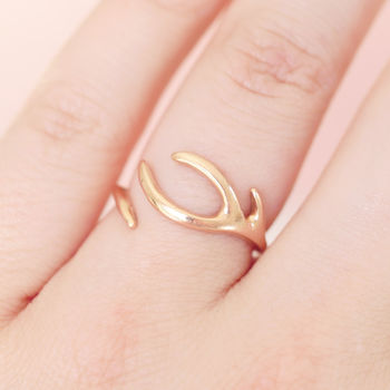 Adjustable 9ct Rose Gold Antler Ring, 2 of 6