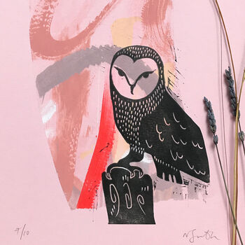 Large Owl Lino Print, 4 of 4