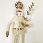 Spun Cotton Christmas Decoration Gold Twig Girl, thumbnail 1 of 6