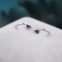 Sapphire Blue Cz Droplet Huggie Hoop Earrings, thumbnail 2 of 12