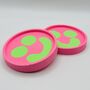 Smiley Face Coasters Neon Pink And Green Set Of Two, thumbnail 1 of 9