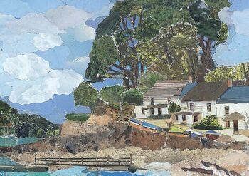Cornwall Helford Passage Upcycled Paper Collage Print, 3 of 5