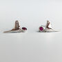 Sterling Silver And Pink Crystal Bird Stud Earrings, thumbnail 2 of 5