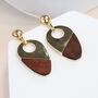 Gold Plated Imitation Wood Drop Earrings, thumbnail 1 of 8