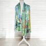 Water Lilies By Monet And Klimt Flower Garden Reversible Silk Blend Scarf, thumbnail 1 of 9