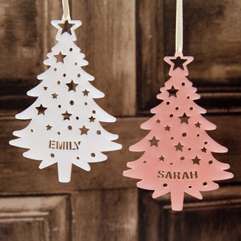 Personalised Tree With Stars Christmas Tree Decoration, 3 of 3