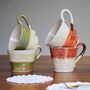 Stoneware Handmade Cup Cream/Terracotta Or Cream/Green, thumbnail 1 of 8