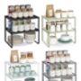 Spice Rack Set Cupboard Organiser Stackable Shelves, thumbnail 6 of 6