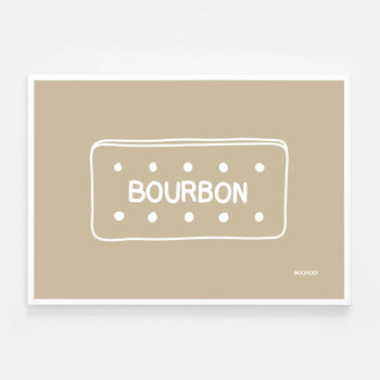 Custard Cream, Jammie Dodger, Bourbon And Digestive Biscuits Set Of Four Beige Prints, 8 of 10
