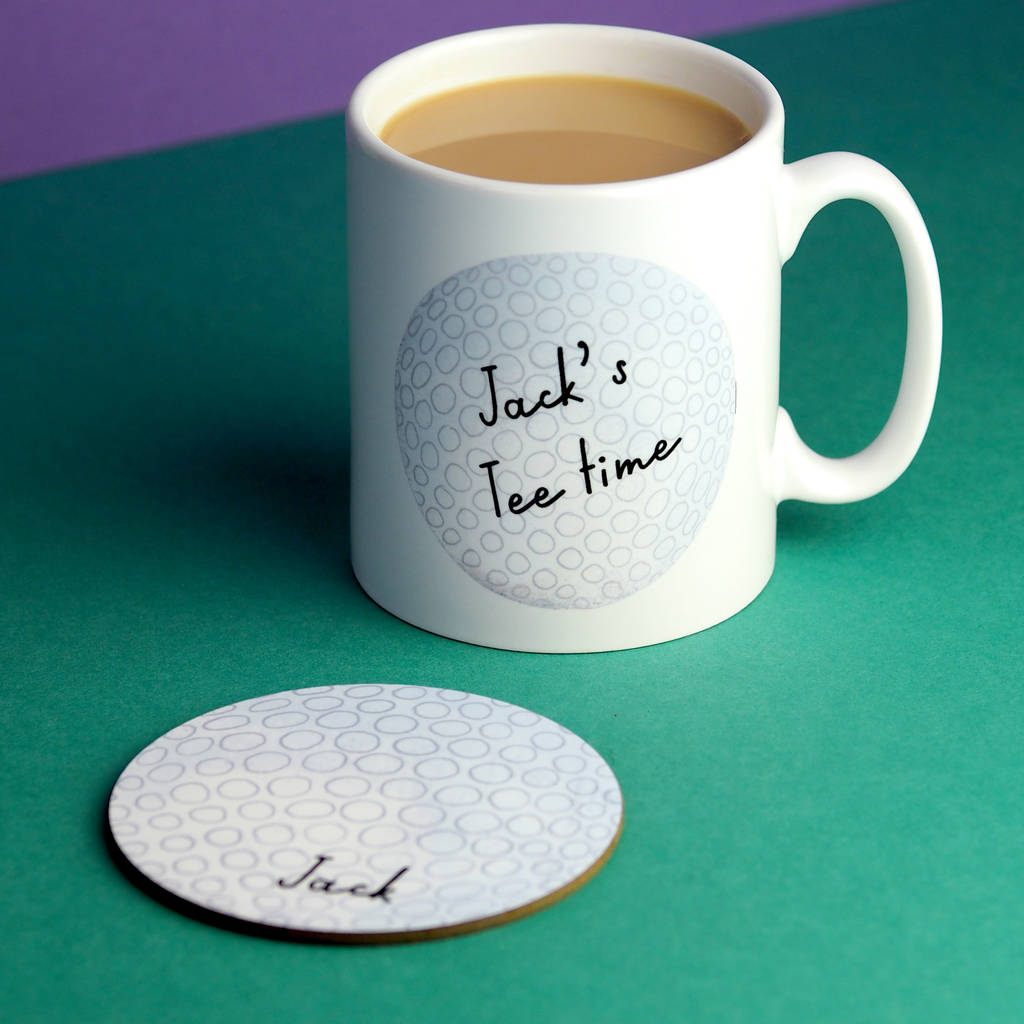 Golf Ball Personalised Mug And Coaster Set By So Close