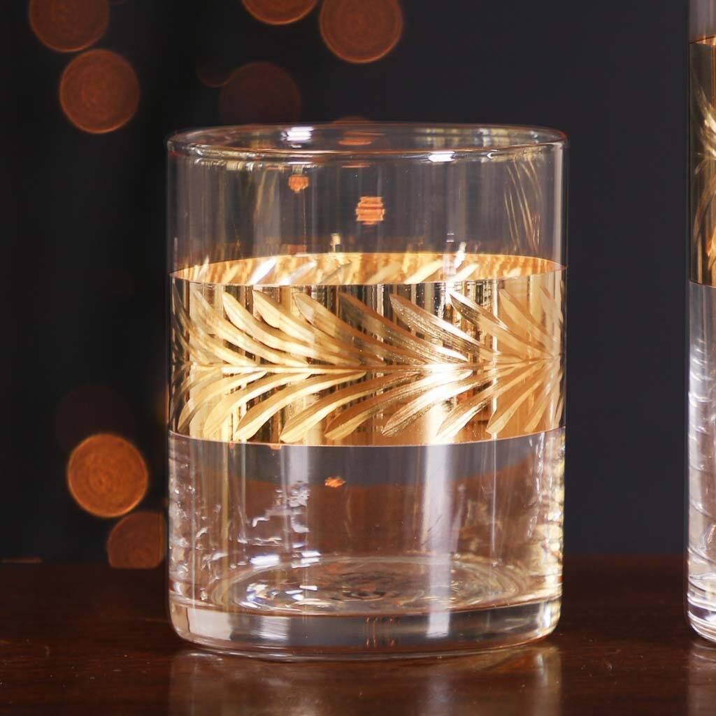 gold leaf whisky decanter and tumbler gift set by dibor