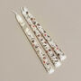 Set Of Three Painted Taper Candles With Folk Print, thumbnail 5 of 6