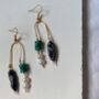 Pearl And Turquoise Asymmetric Drop Earrings, thumbnail 2 of 7
