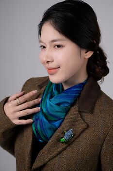 100% Mulberry Silk Scarf, Turquoise And Peacock Blue In Gift Box, 4 of 12