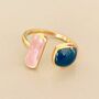 Gold Plated Asymmetric Ring With Blue And Pink Inset, thumbnail 1 of 3