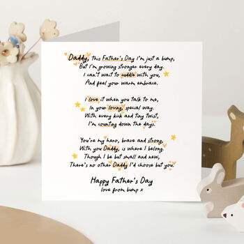 Heartfelt Father’s Day Card From Bump Poem Daddy Card Pregnancy Card Expecting Dad Pink Blue Orange, 3 of 6