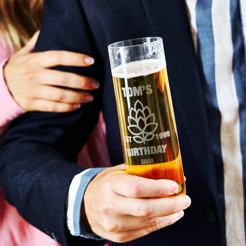 Personalised Etched Beer Glass By Sophia Victoria Joy