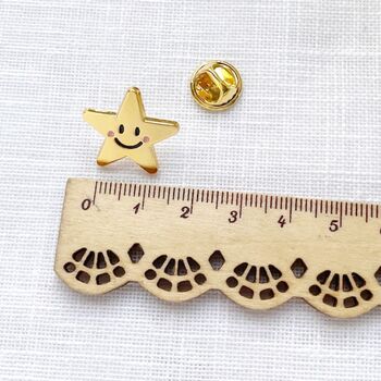 Gold Star Smiley Face Enamel Pin And Card | Well Done Child Gift | Exam Results Reward, 6 of 10