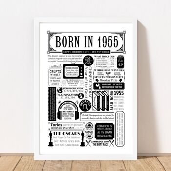 Born In 1955 Personalised 70th Birthday Fact Poster, 4 of 8