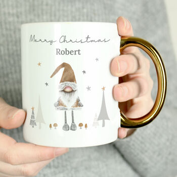 Personalised Christmas Gonk Gold Handed Mug, 4 of 5
