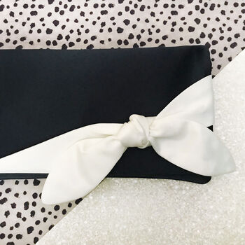 Navy And Ivory Satin Olive Clutch, 3 of 7