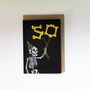 50th Balloon Skeleton Gothic Birthday Card, thumbnail 8 of 8