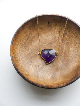 Amethyst Heart Necklace 18k Gold Plated Christmas Gift Present, 3 of 6