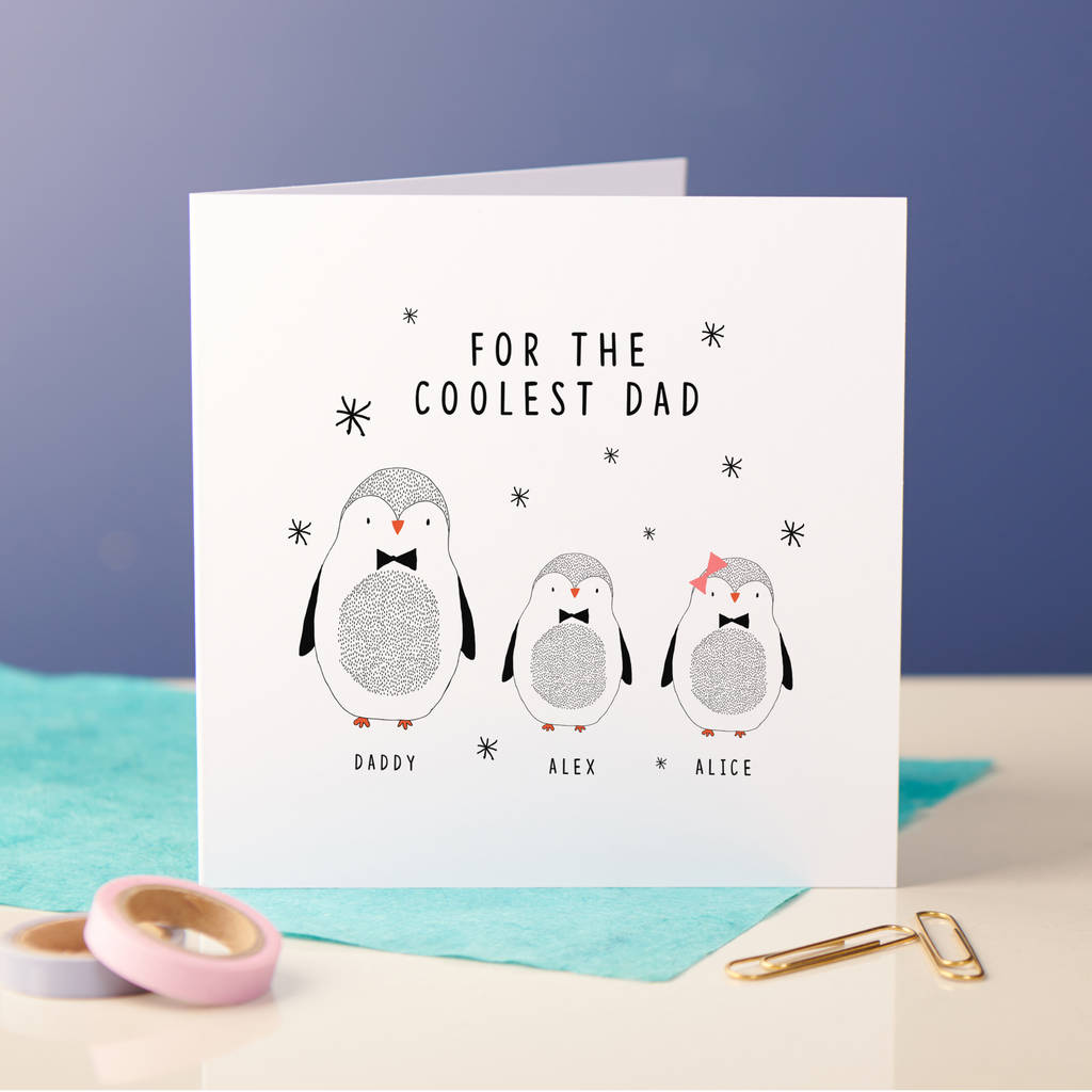 Personalised 'Coolest Dad' Penguin Dad Card, 1 of 2