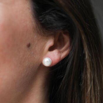 Thurloe White Pearl And 9ct Gold Stud Earrings, 2 of 5