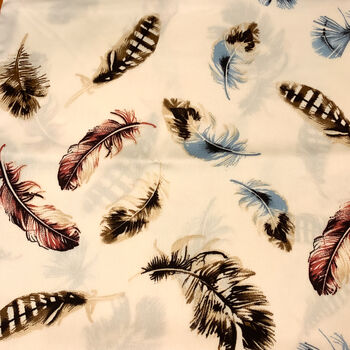 Cream Feather Print Silky Scarf, 2 of 4