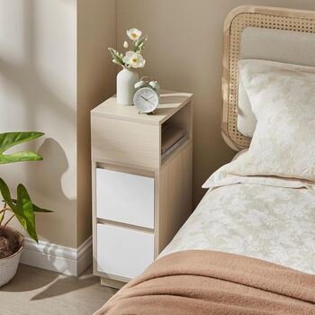 Slim Bedside Table With Drawers And Open Compartment, 2 of 9