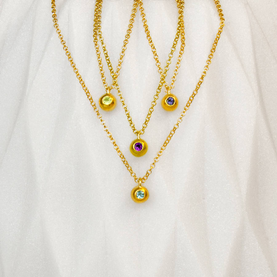 Gold Gemstone Orb Necklace, 1 of 7