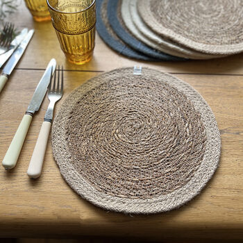 Respiin Set Of Six Seagrass And Jute Tablemats Naturals, 8 of 9